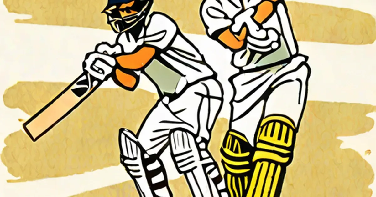 Cricket batsman and bowler illustrated during play