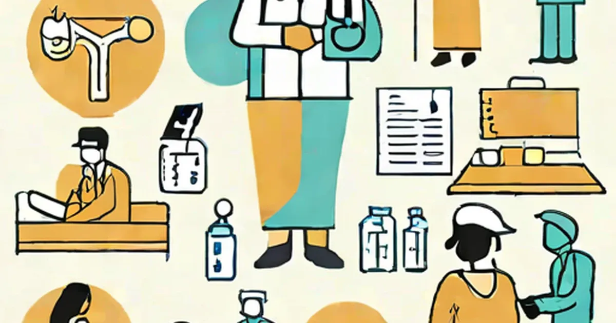 Healthcare workers and patients of different backgrounds in medical care scenarios