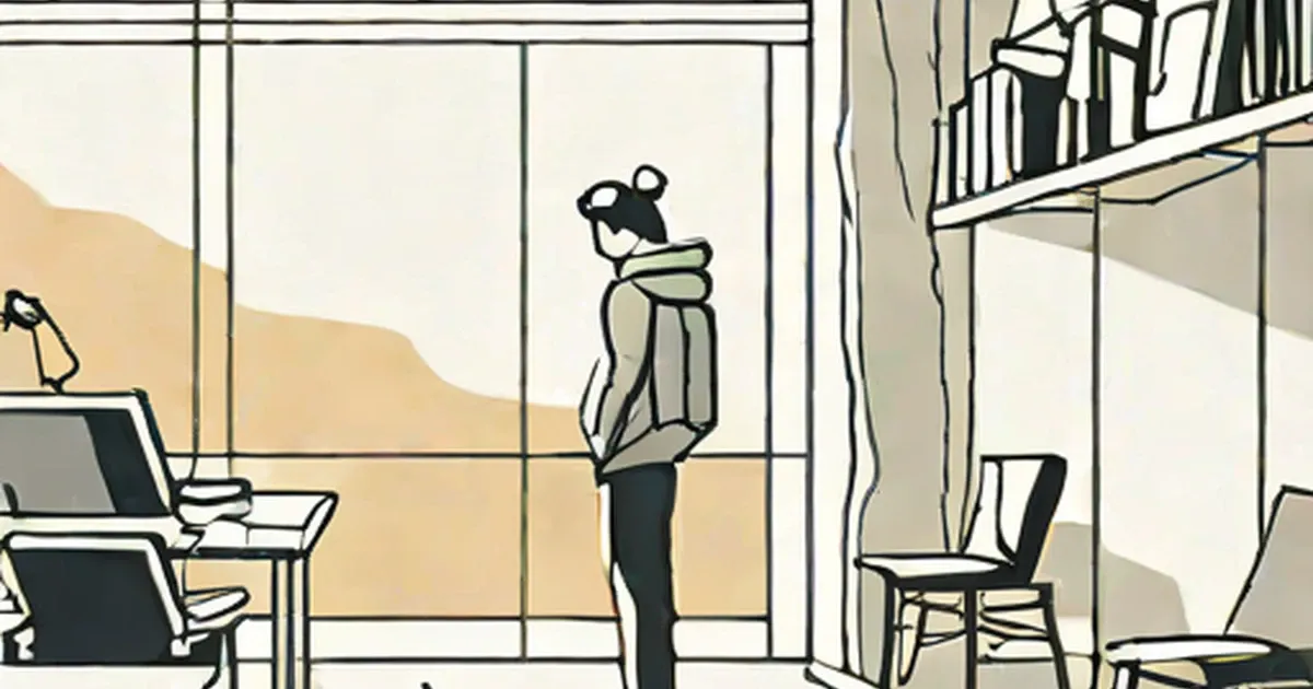 Person standing by window with arms wrapped around themselves
