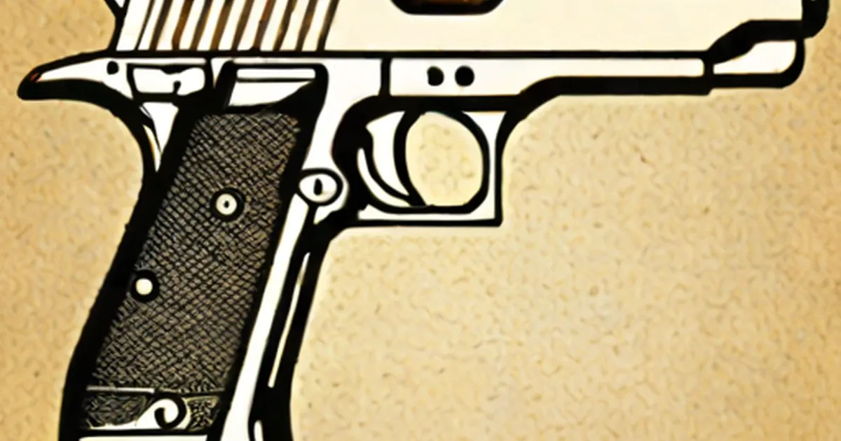 Black line illustration of a Desert Eagle handgun in profile