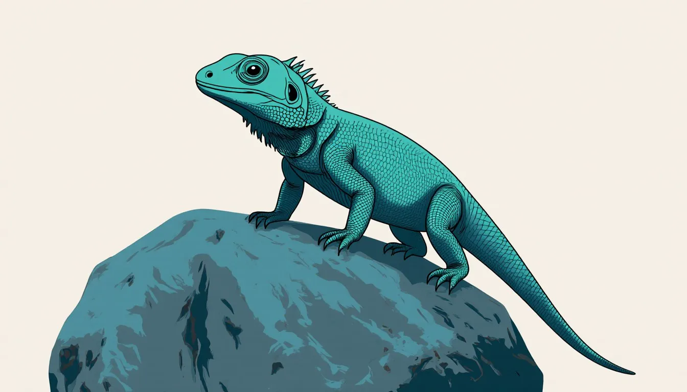 A pale sandy-gray desert iguana standing on a rock, illustrated in flat vector style.