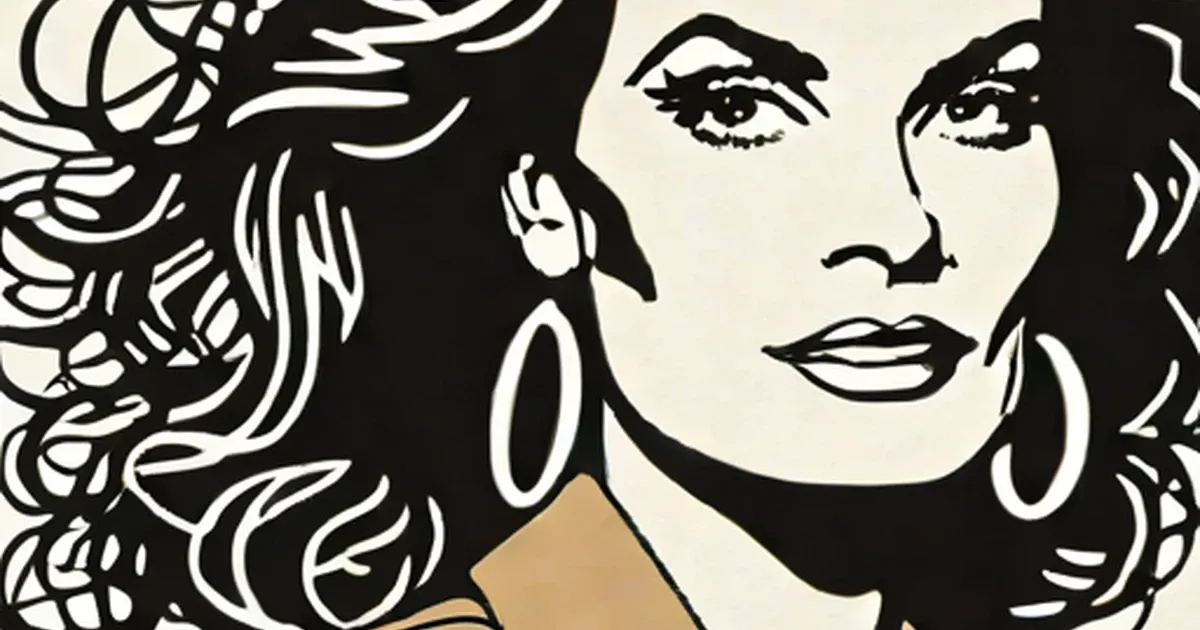 Diane Von Furstenberg rendered as a high-contrast black and white portrait illustration