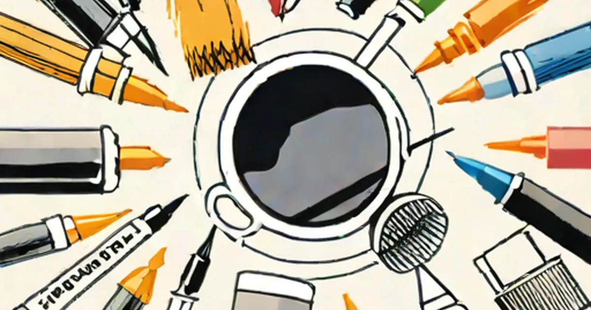CPU chip encircled by colored marker pens