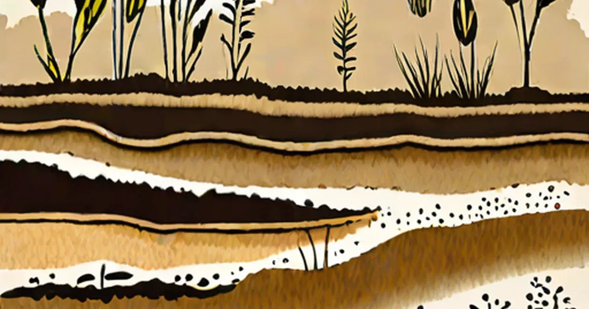 Underground cross-section depicting stratified soil layers of varying composition
