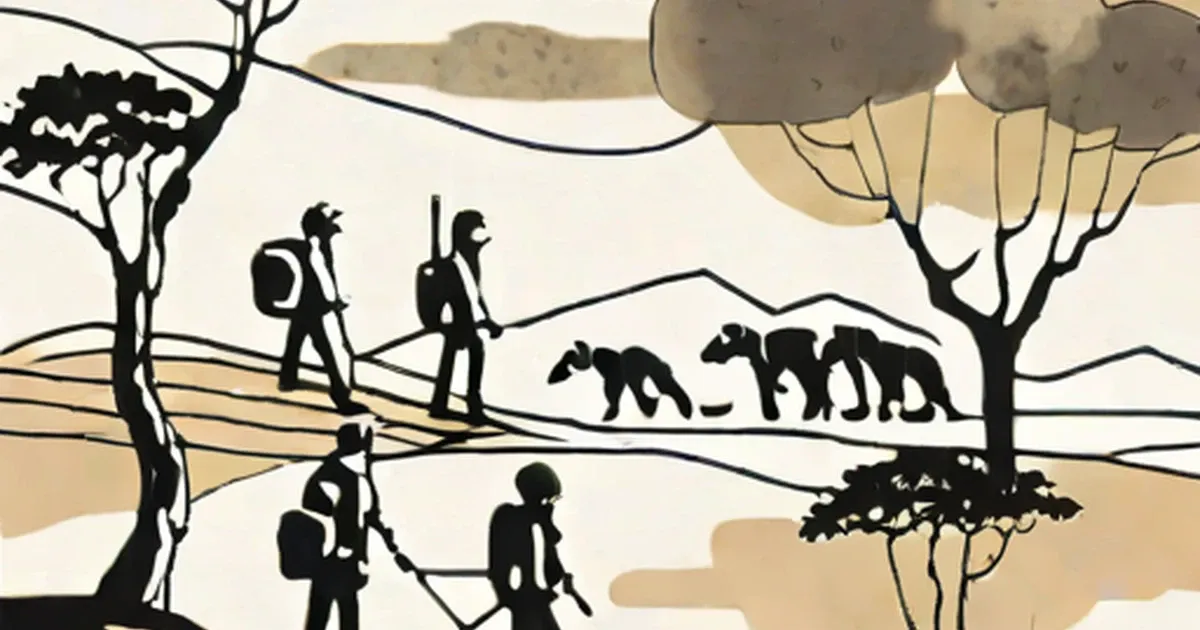 Silhouettes showing humans and primates on separate evolutionary branches