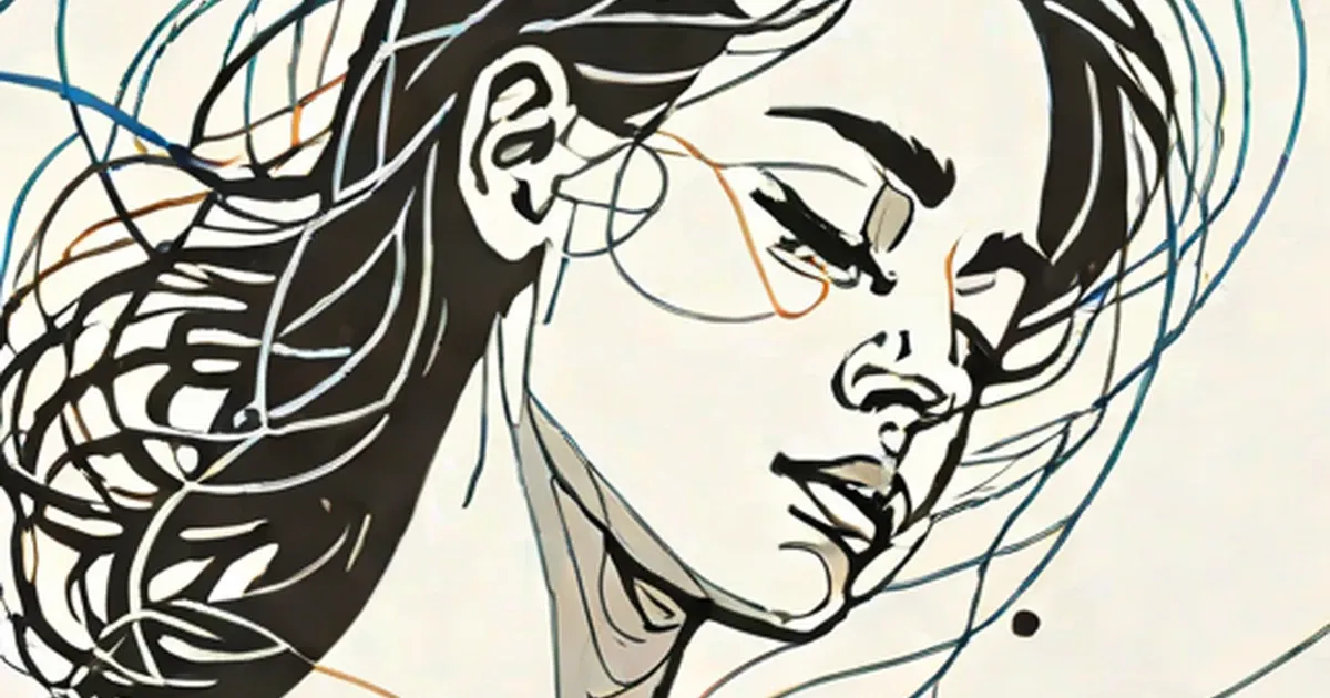 Abstract line drawing of a person’s face with flowing patterns suggesting dizziness