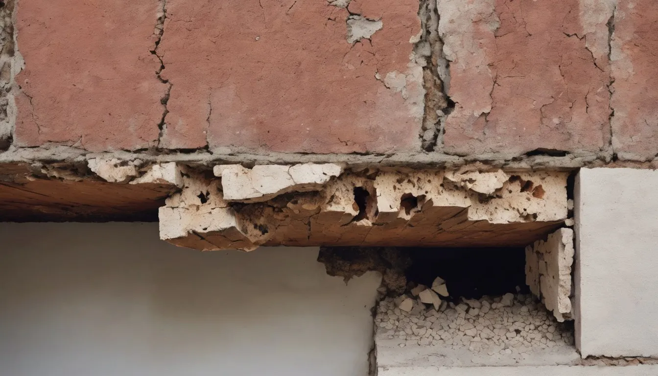 Exposed timber beam showing cuboidal cracking and cotton-like fungal growth typical of spreading dry rot