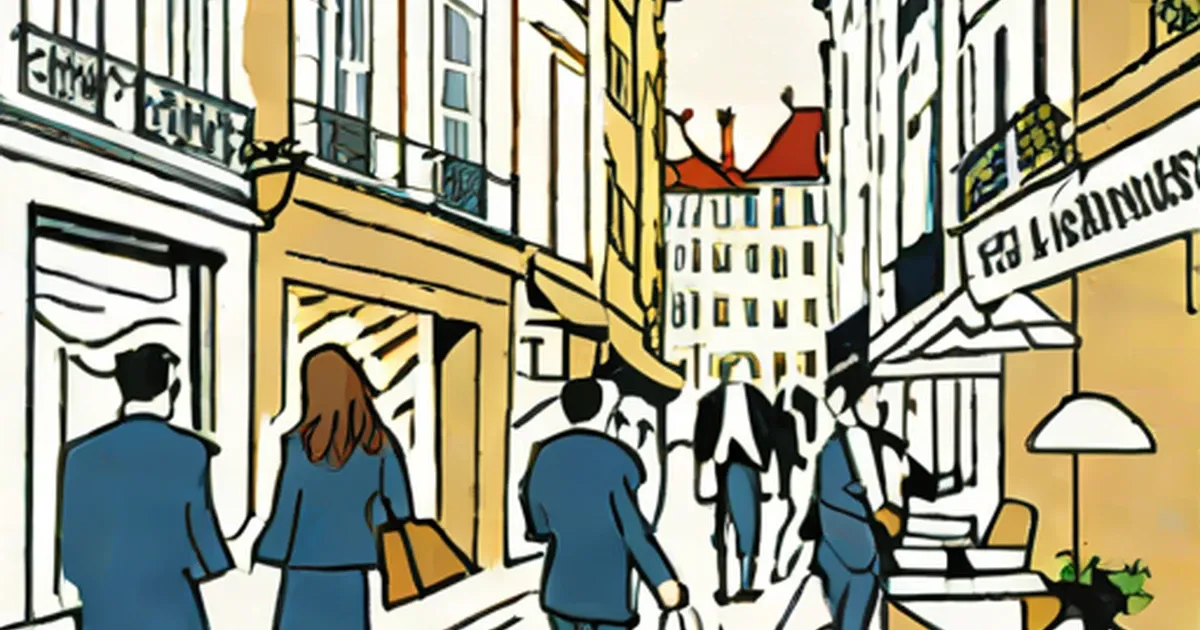 Businesspeople in suits on a Paris street with classical architecture