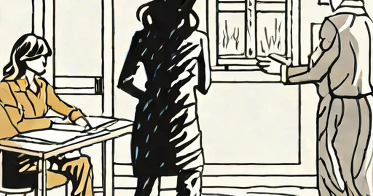 Illustration of an aggressive confrontation between people in a home interior