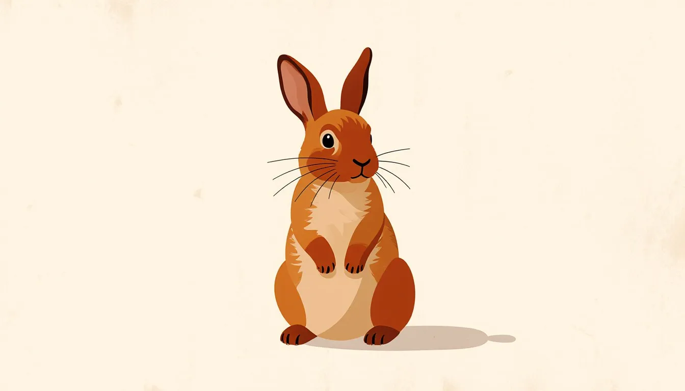A small dwarf rabbit with a round head, short ears, and compact body sitting upright