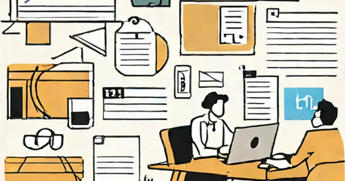 Person at desk with laptop surrounded by documents and planning materials