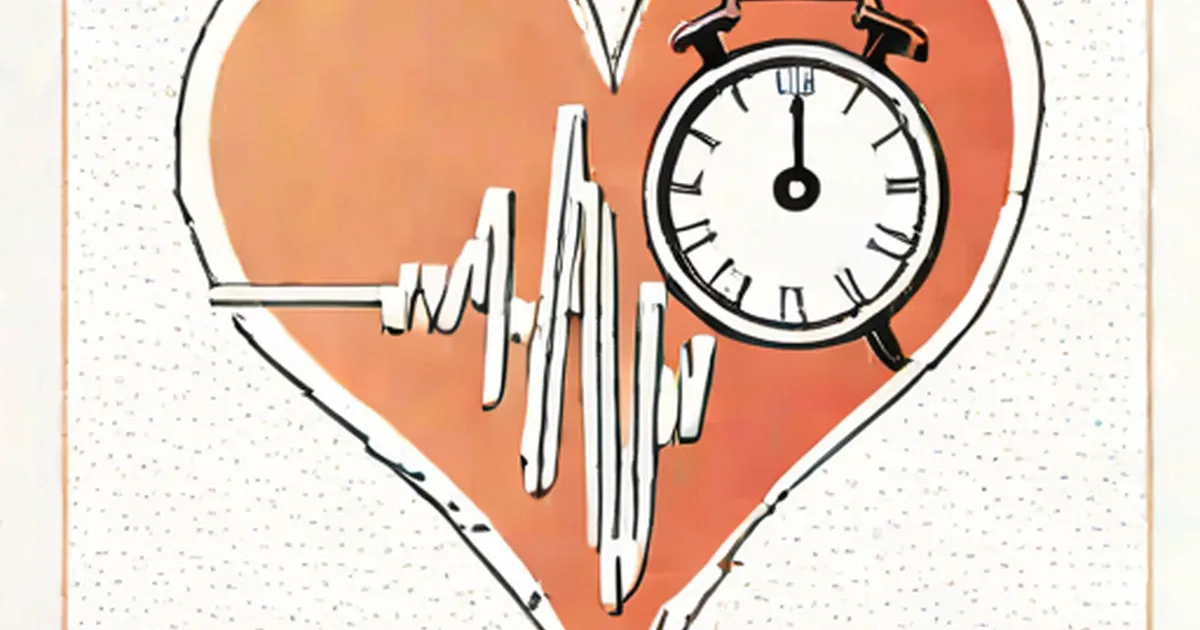 Orange heart with heartbeat waveform and analog alarm clock