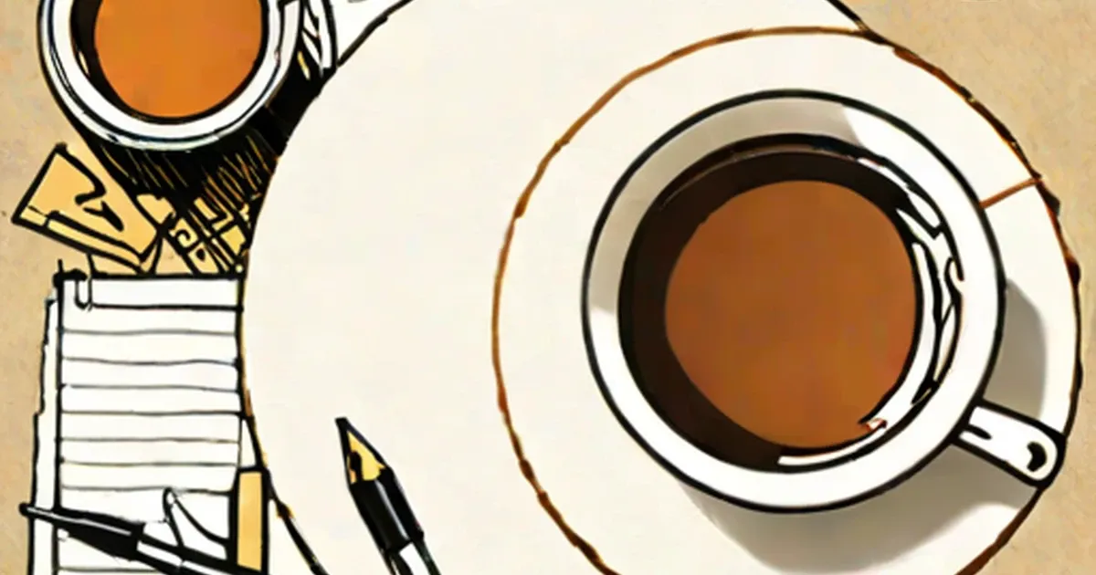 Cup of tea beside business planning sketches and notepad