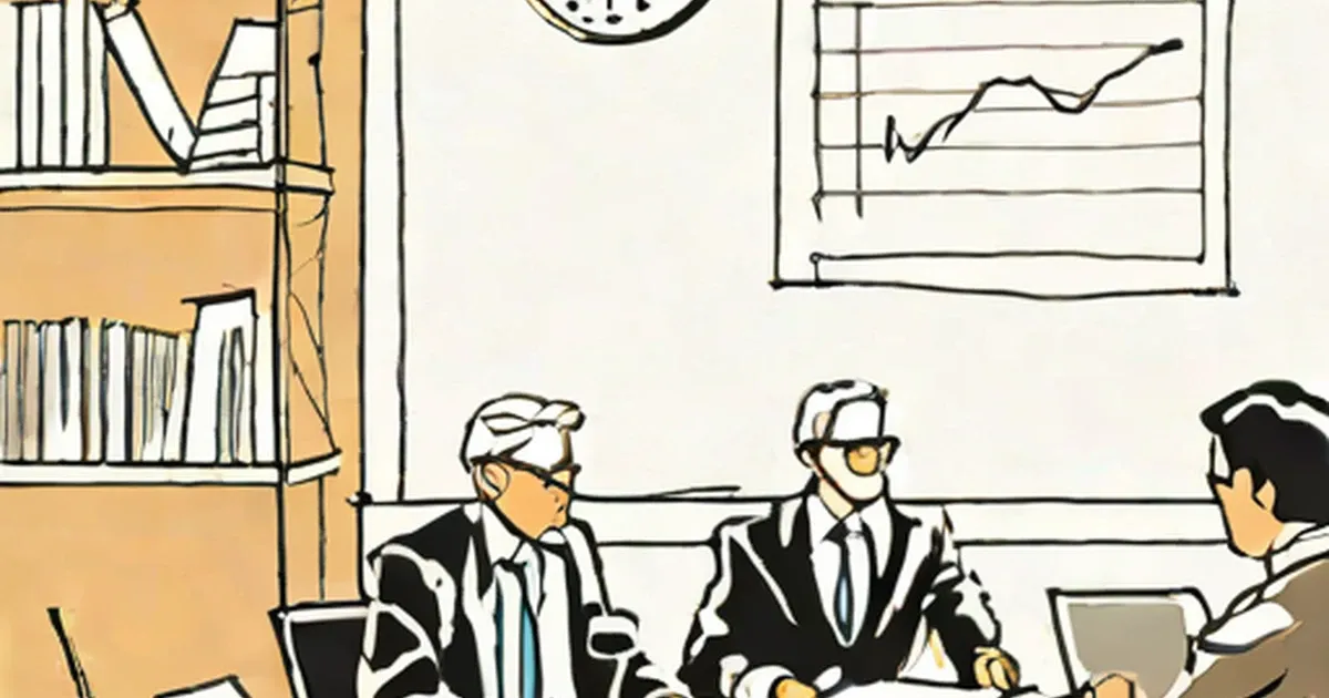 Business executives review performance charts in a modern office setting