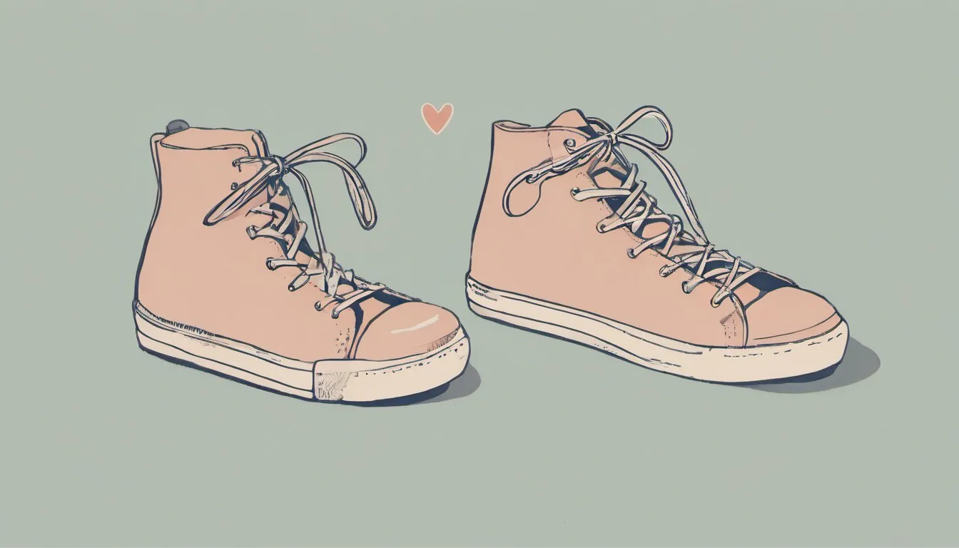 A pair of empty walking shoes illustrated side by side, symbolizing exercise for lowering cholesterol