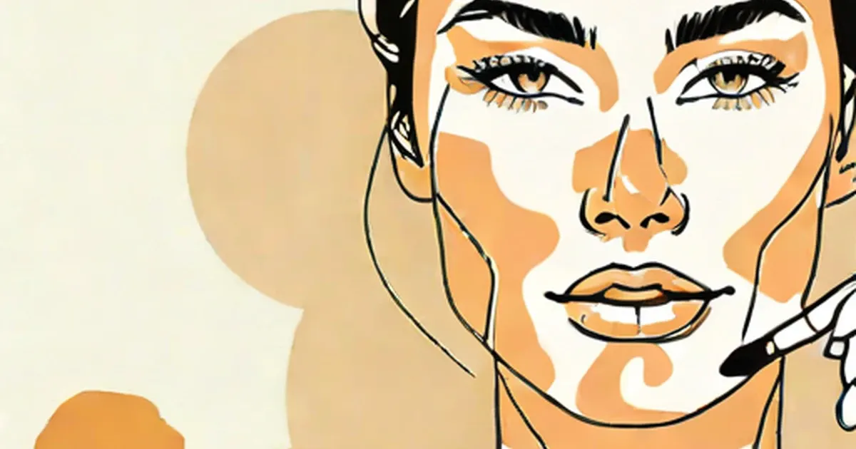 Woman with clear skin illustrated in minimalist line art