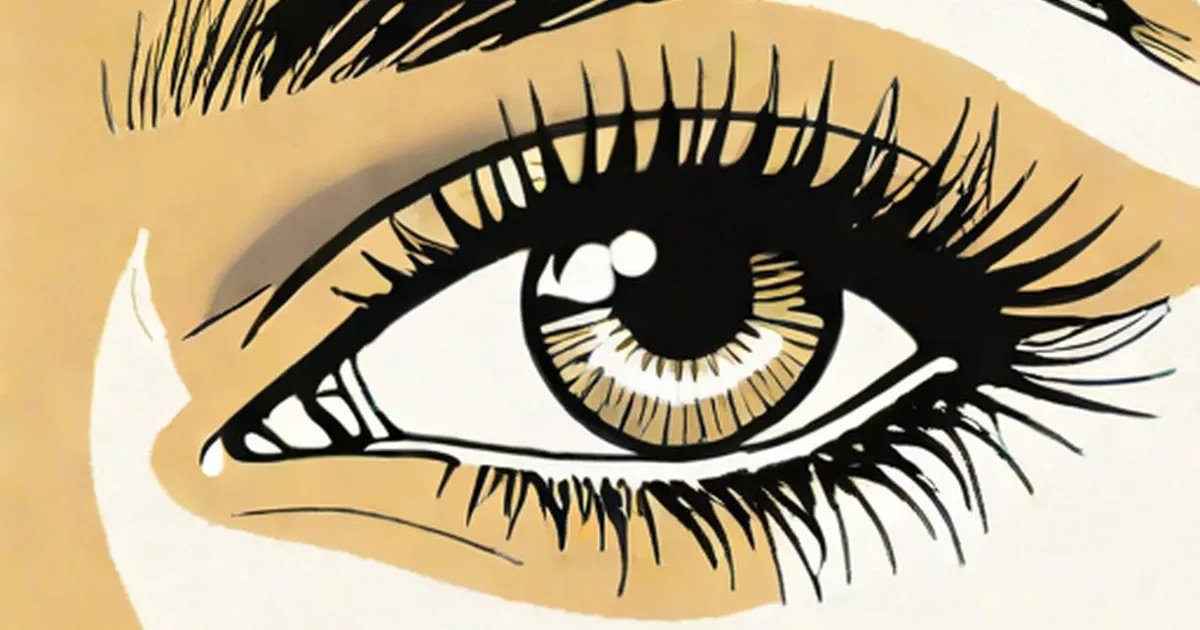 Eye with golden-amber iris, black pupil, and dark eyelashes