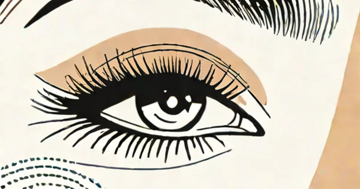 Line illustration of an eye with an arched eyebrow