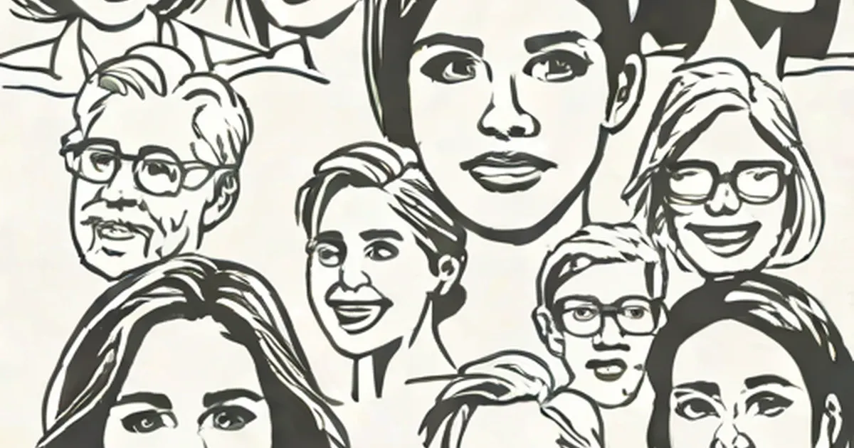 Sketched faces with different expressions rendered in black and white