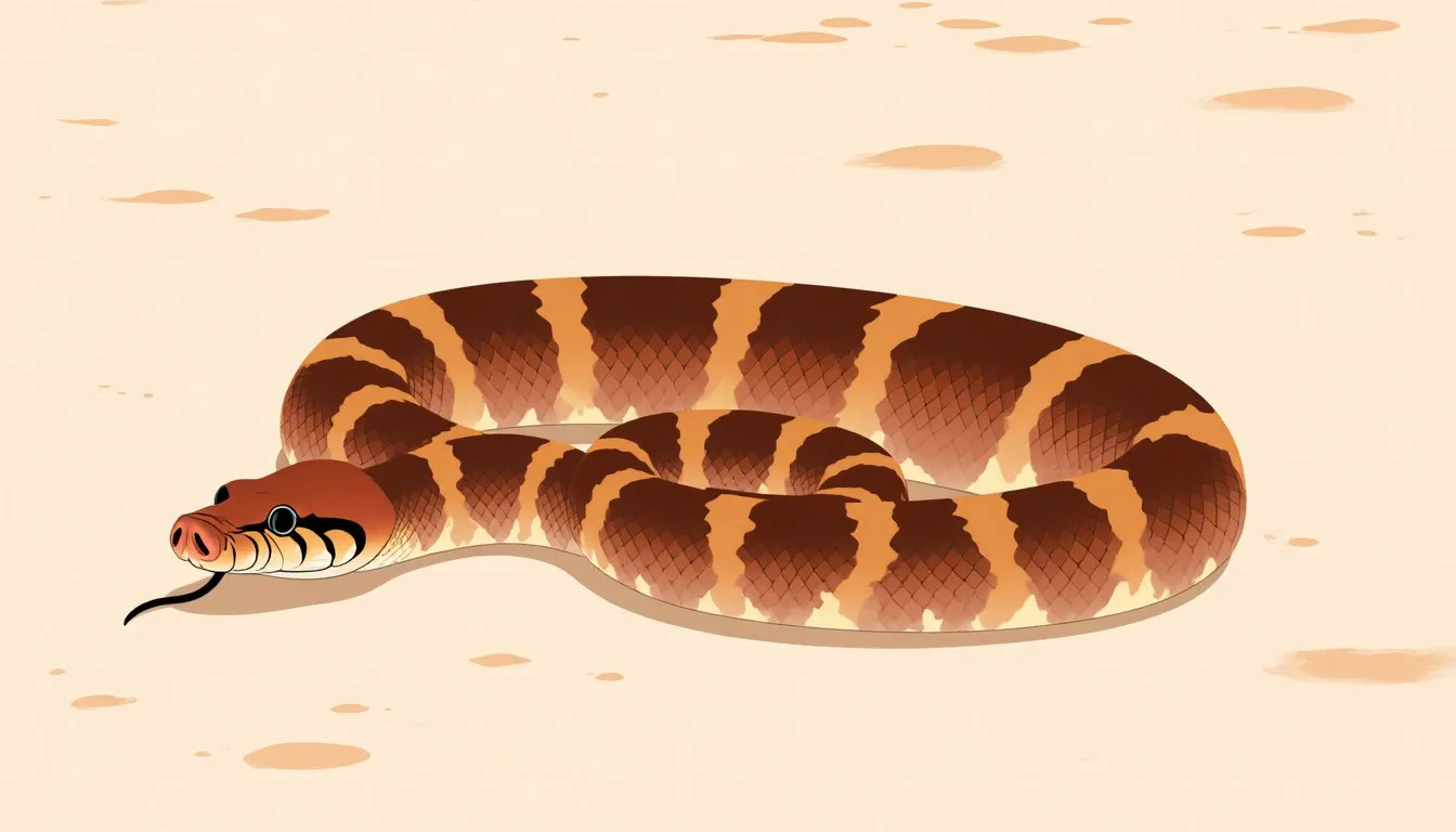 A stout western hognose snake with its upturned, pig-like snout resting flat on sand
