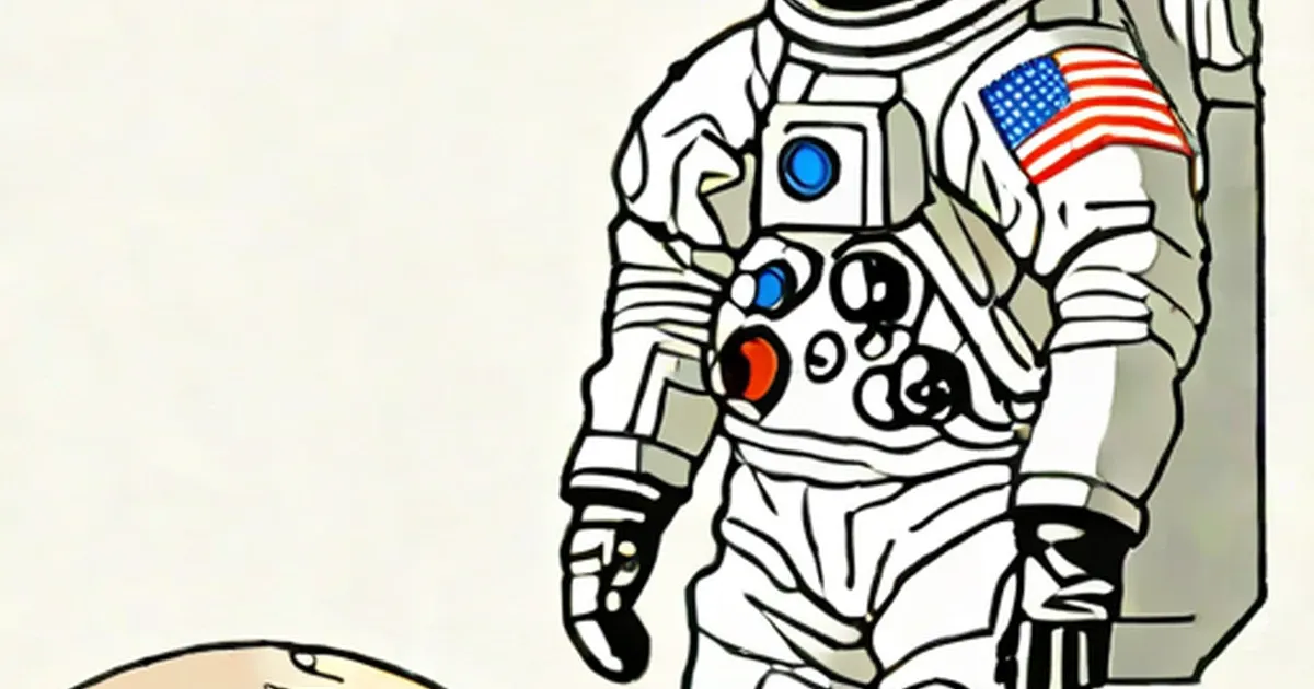 Astronaut in white spacesuit with American flag on chest