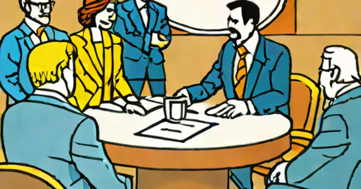 People in business suits debating around a table