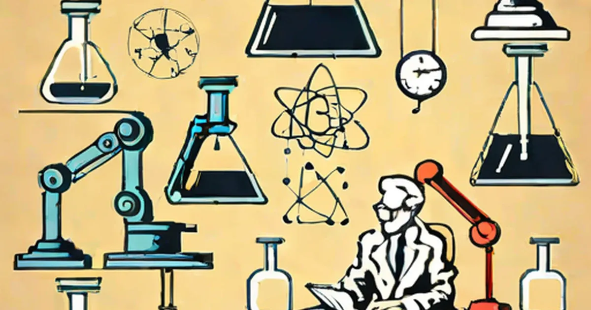 Illustrated laboratory equipment, instruments, and scientific symbols