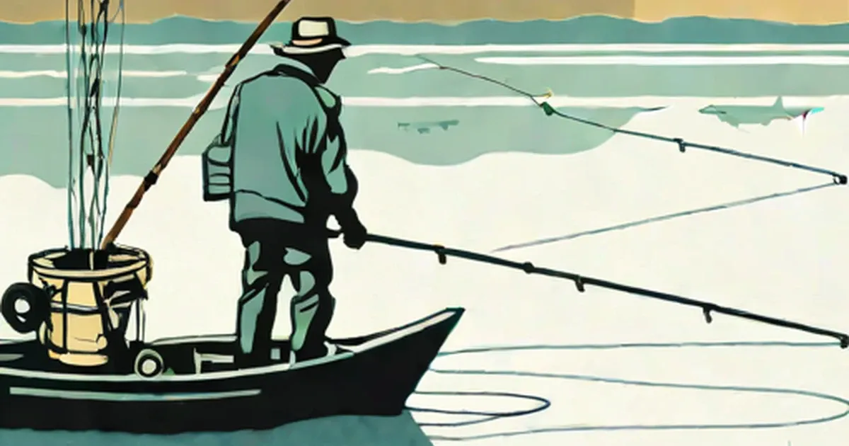 Fisherman in waders casting a fishing rod from a boat