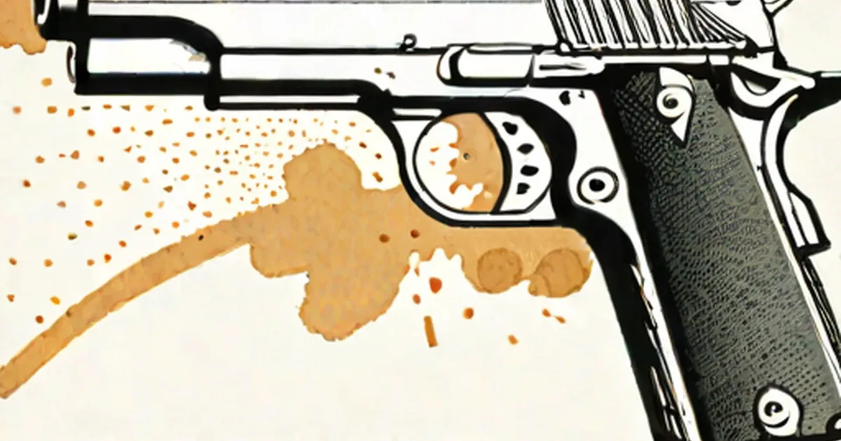 Handgun with blood stain shaped like Florida