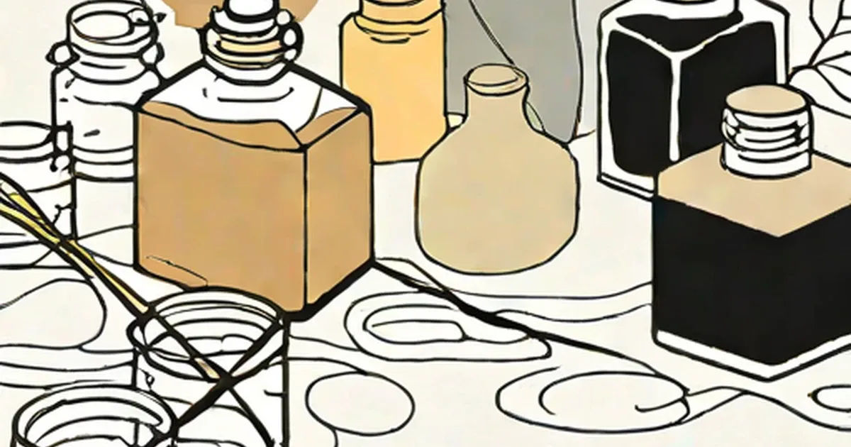 Laboratory bottles and chemical containers with various caps