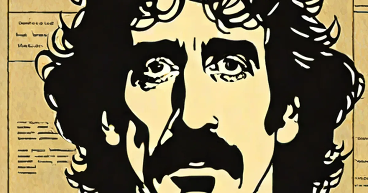 Illustration of Frank Zappa with his distinctive mustache and curly dark hair