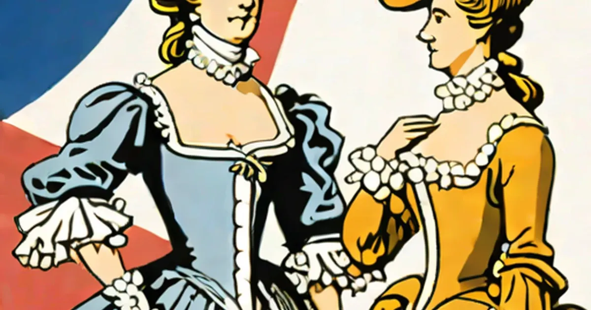 Madame du Barry and Princess de Lamballe in 18th-century court dresses with lace collars