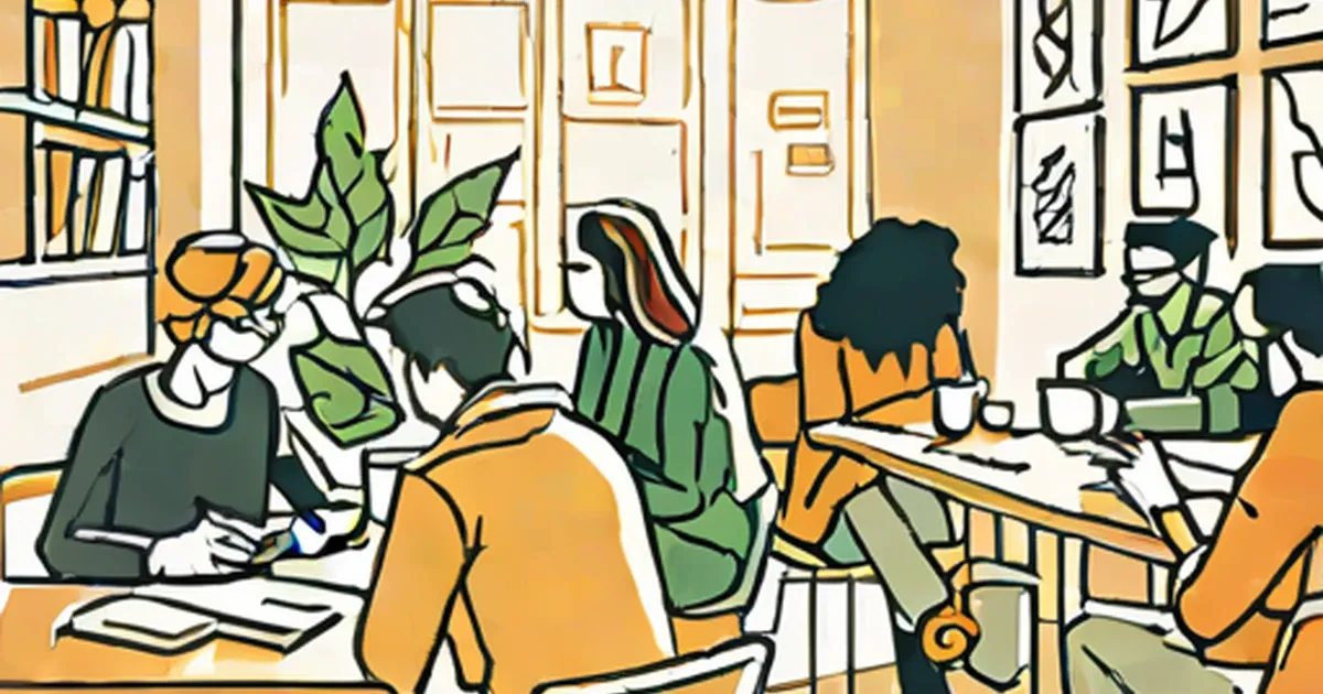 Friends sitting around a table with drinks indoors
