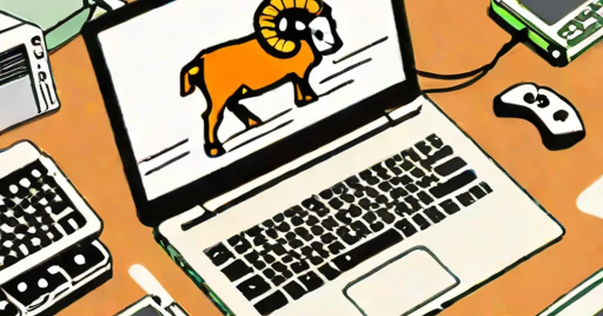 Laptop displaying game graphics with wireless controller on orange desk