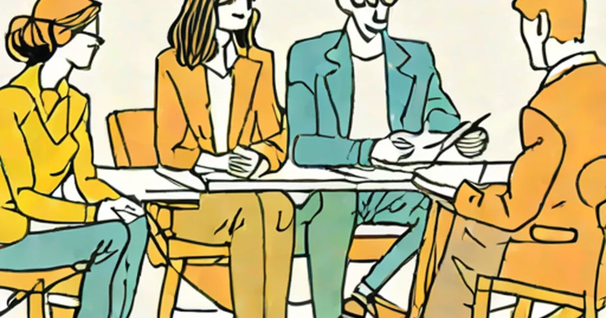 Diverse professionals in business attire seated at a conference table