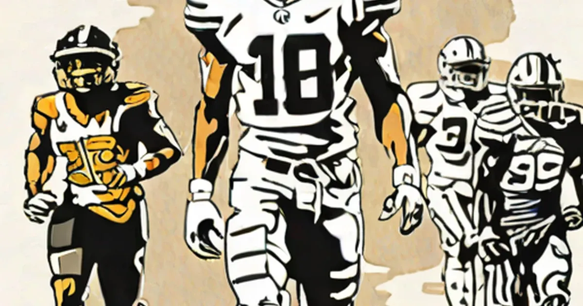 Football players illustrated in yellow-black and white-black uniforms