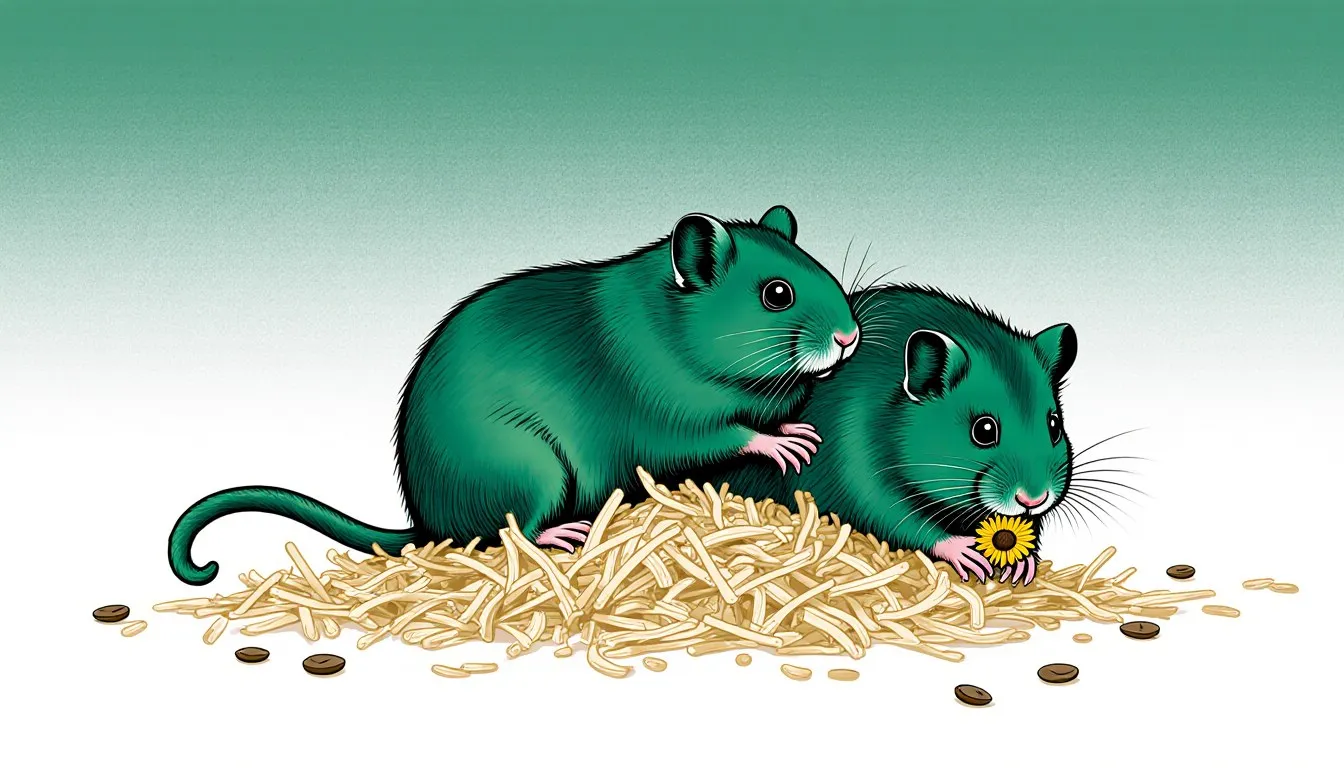 Two pet gerbils sitting close together on bedding, illustrating the search for gerbil names