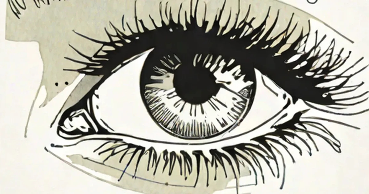 Illustration of an eye with a dilated black pupil and wide, unfocused gaze