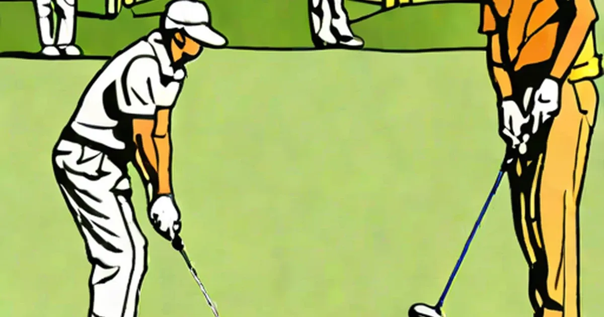 Two golfers putting on a golf green