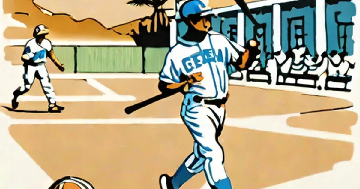 Baseball batter in blue and white Greece uniform at the plate