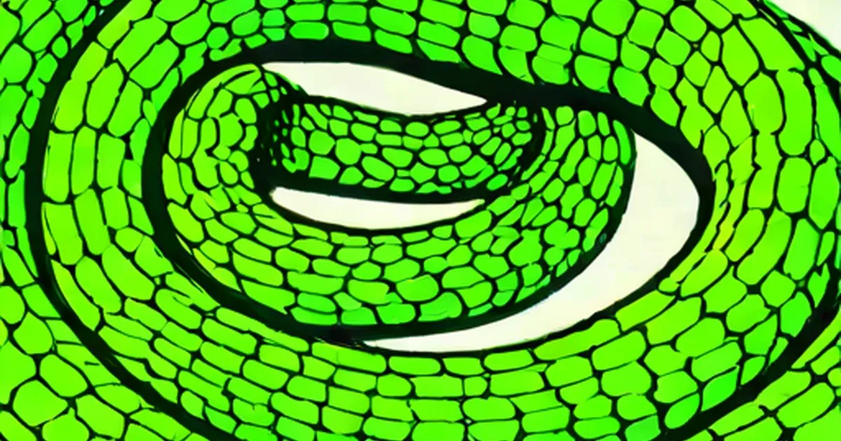 Bright green eye of a mamba with vertical pupil and scaled texture