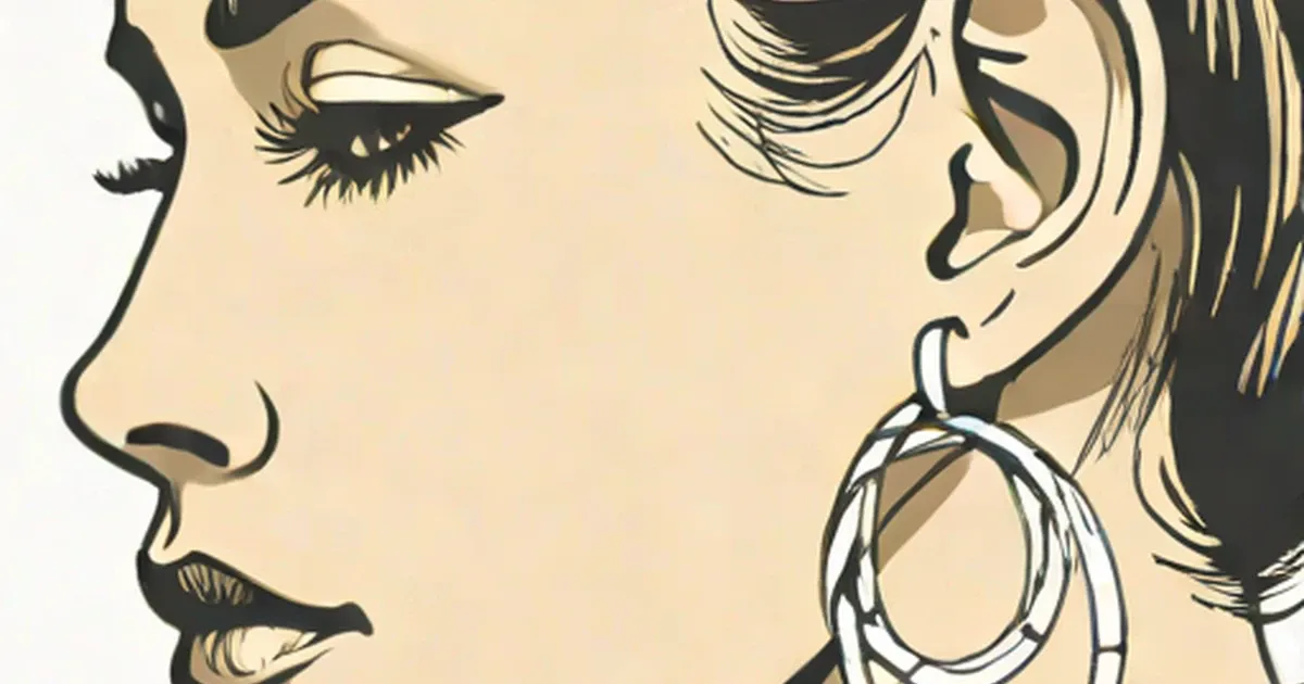 Illustrated face in profile with a hoop earring