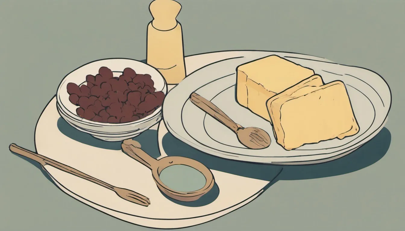 A stick of butter beside a plate of fried food, illustrating foods linked to high cholesterol