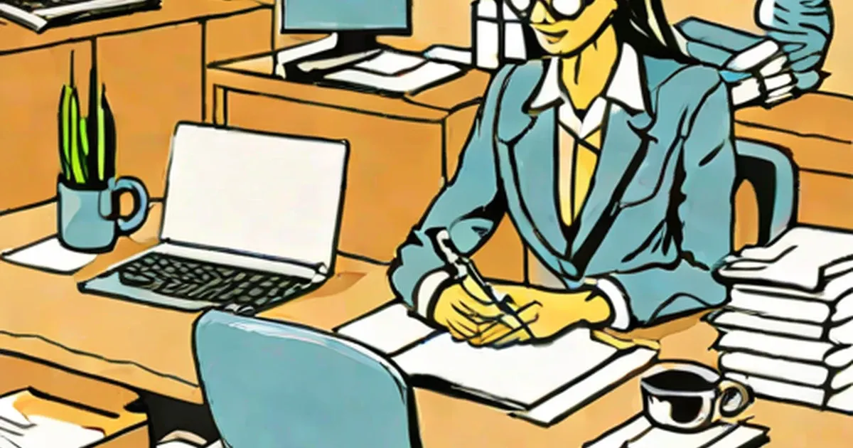 Professional working at desk with laptop and documents