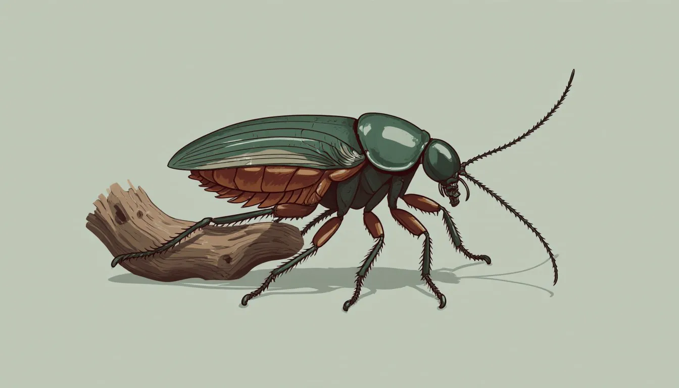 Illustration of a Madagascar hissing cockroach resting on a piece of bark