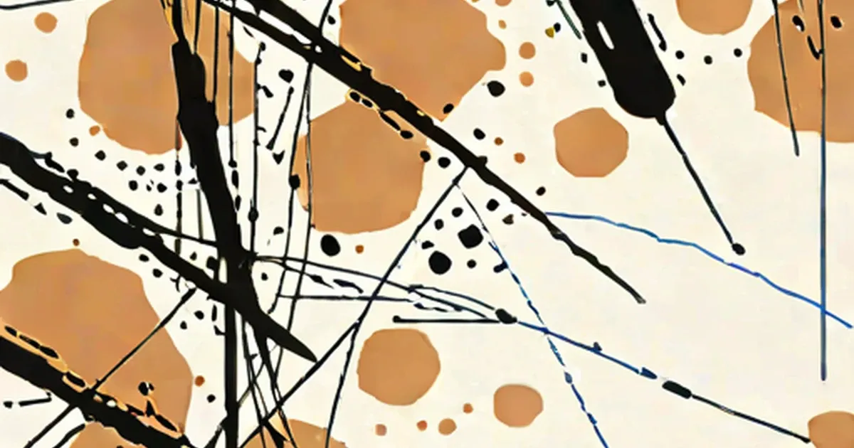 Abstract pattern with brown circles, dots, and black connecting lines
