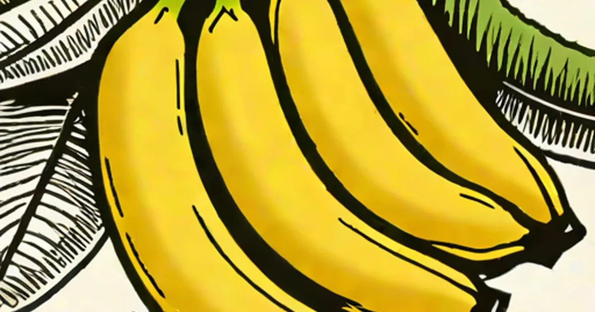 Ripe yellow bananas in a bunch with surrounding green leaves