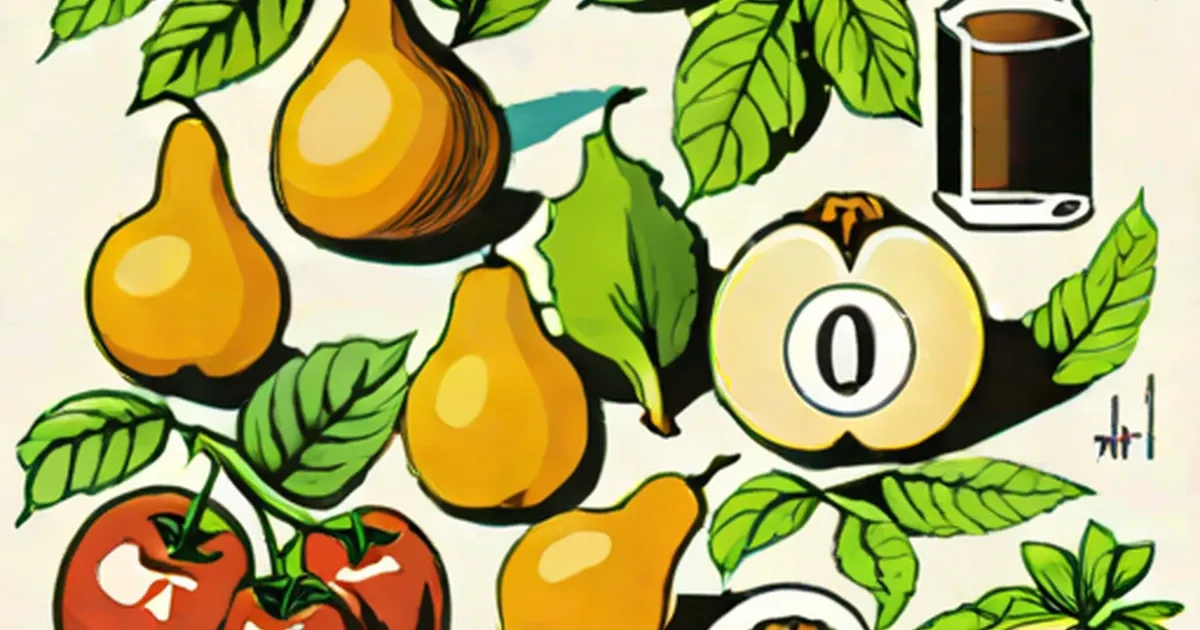 Illustrated potassium-rich foods: pears, bananas, tomatoes, and apple labeled with K