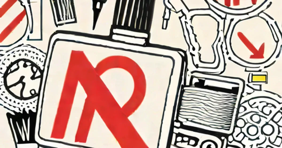 Red HIV awareness ribbon with medical laboratory equipment and scientific icons