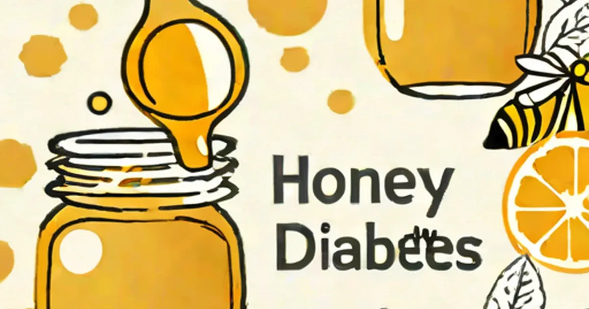 Honey dripping from a dipper into a jar, with a bee and orange slices